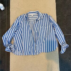 Old Navy Blue and White Striped Button Down Shirt